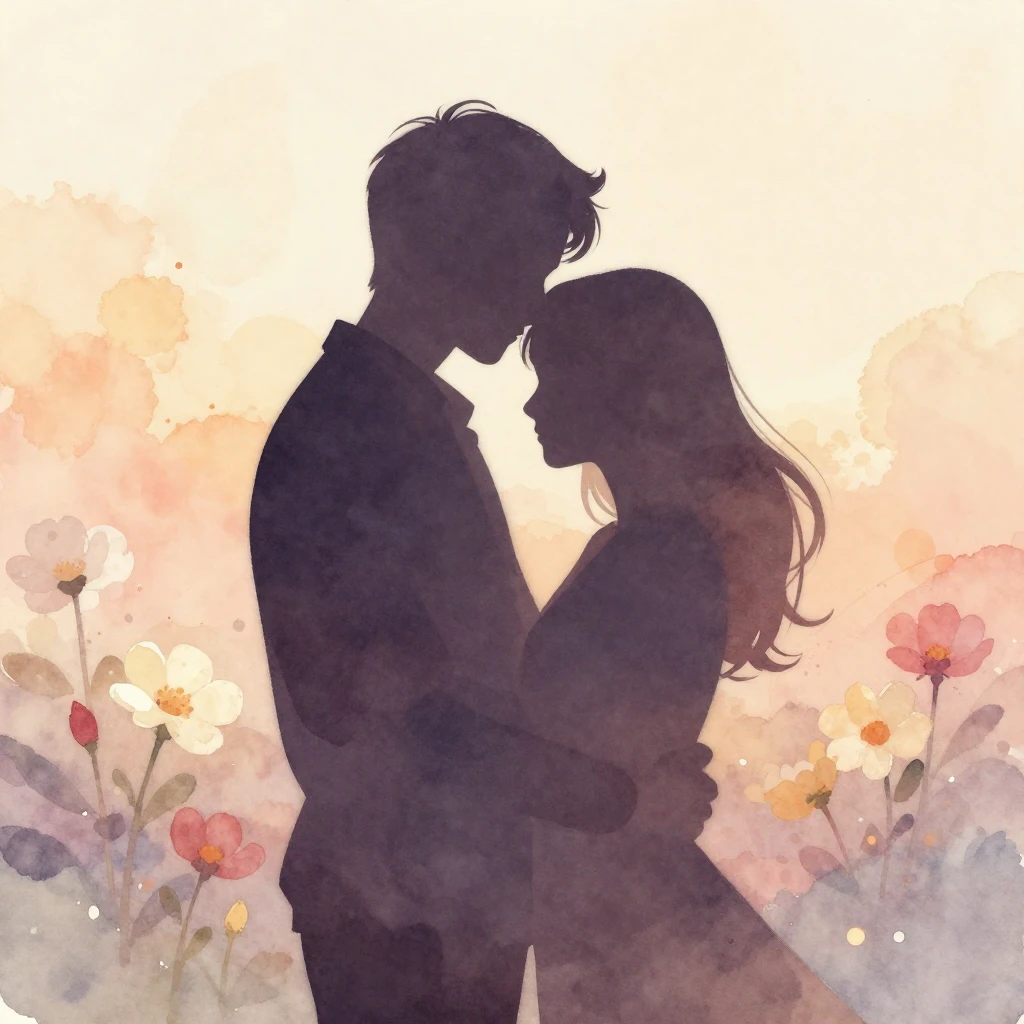 A silhouette of a person gently embracing themselves, set ag...