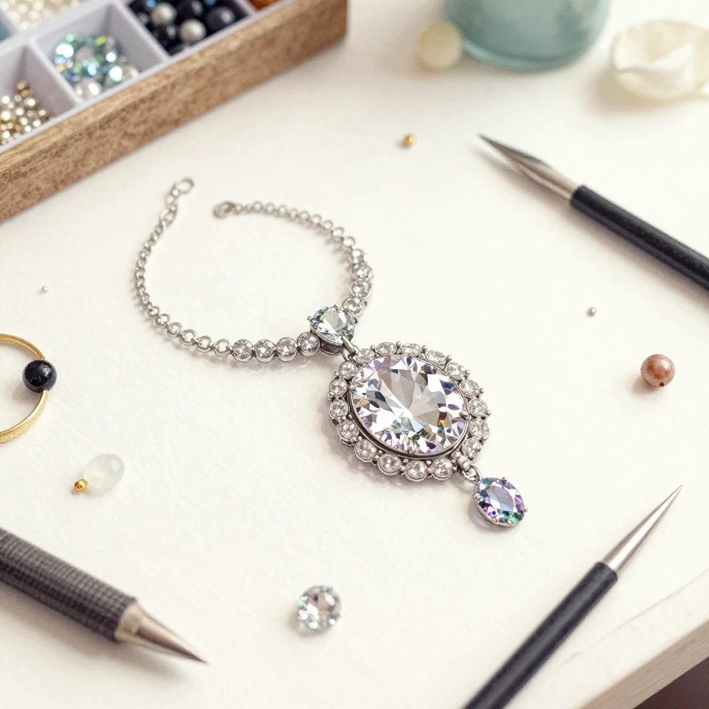 Watercolor illustration of sparkling jewelry gems and beads ...