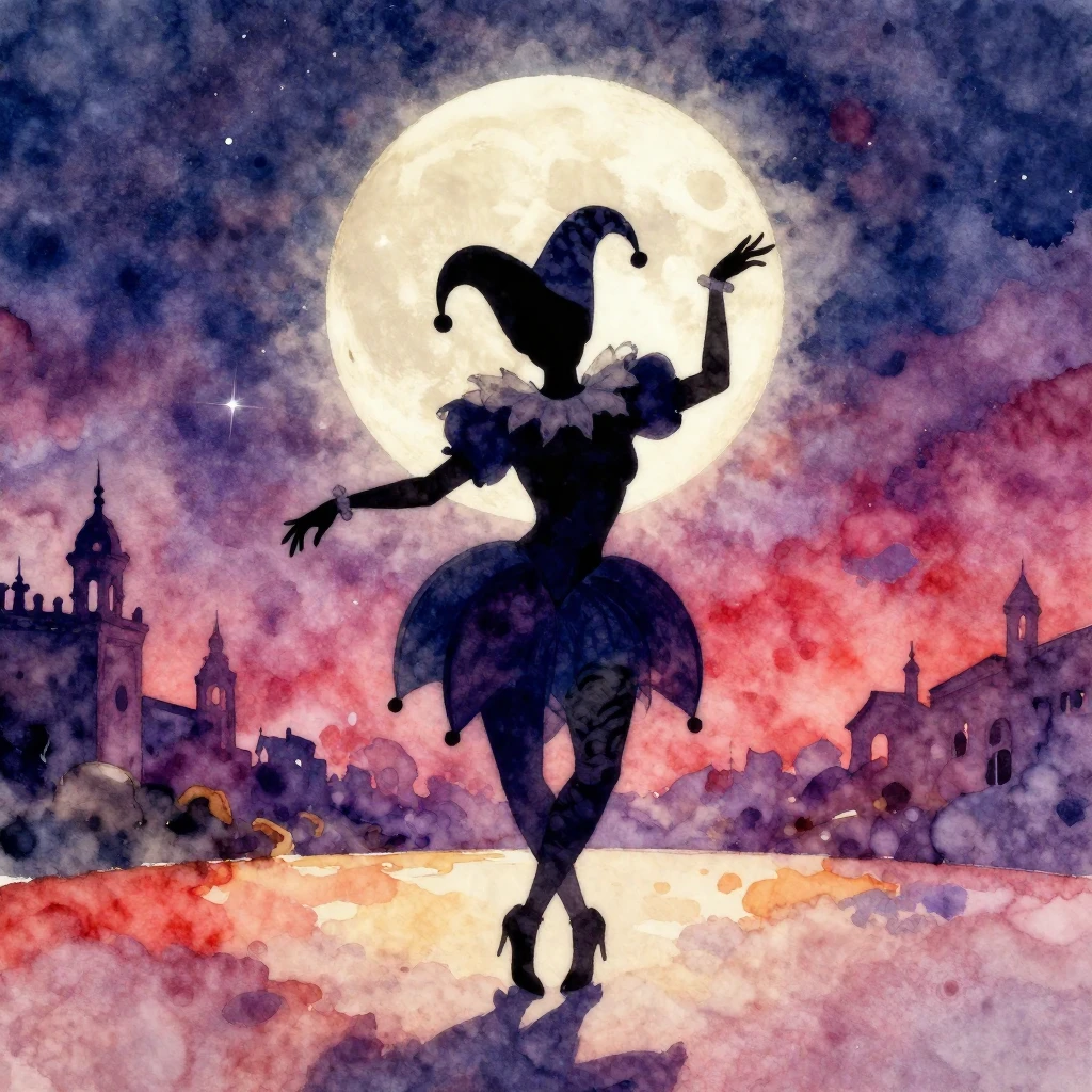 Vibrant watercolor style. Latin music album cover art. A mys...