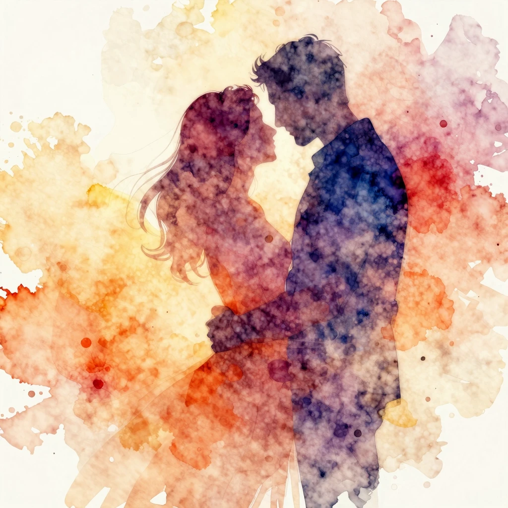 Vibrant watercolor style birthday card, abstract, warm color...