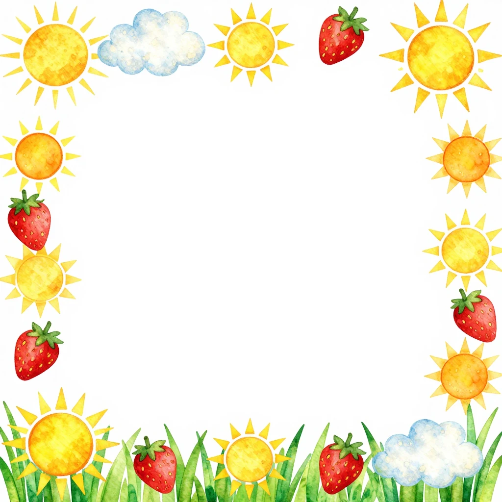 A vertical decorative frame for a children's book page, summ...