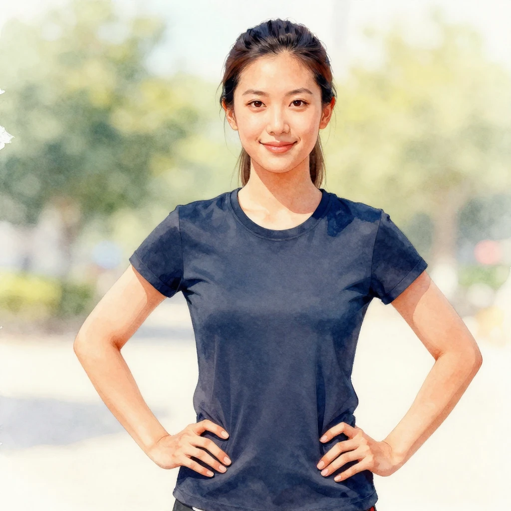 A person with impeccable, confident posture, standing tall a...