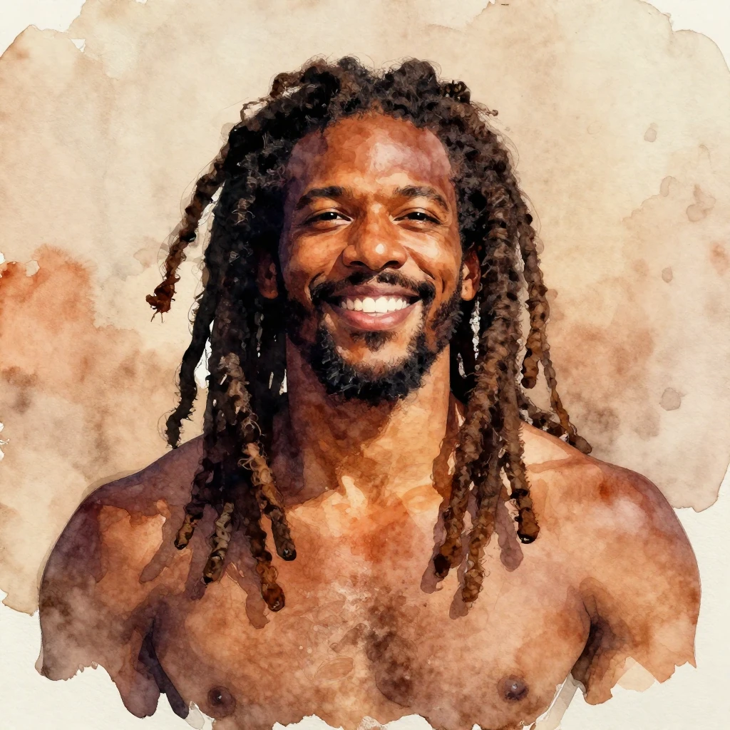 A vibrant watercolor painting depicting a strong, intelligen...