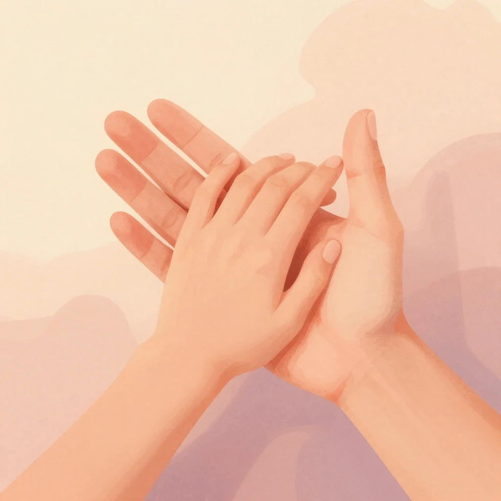 An artistic illustration of a person extending a hand in a g...