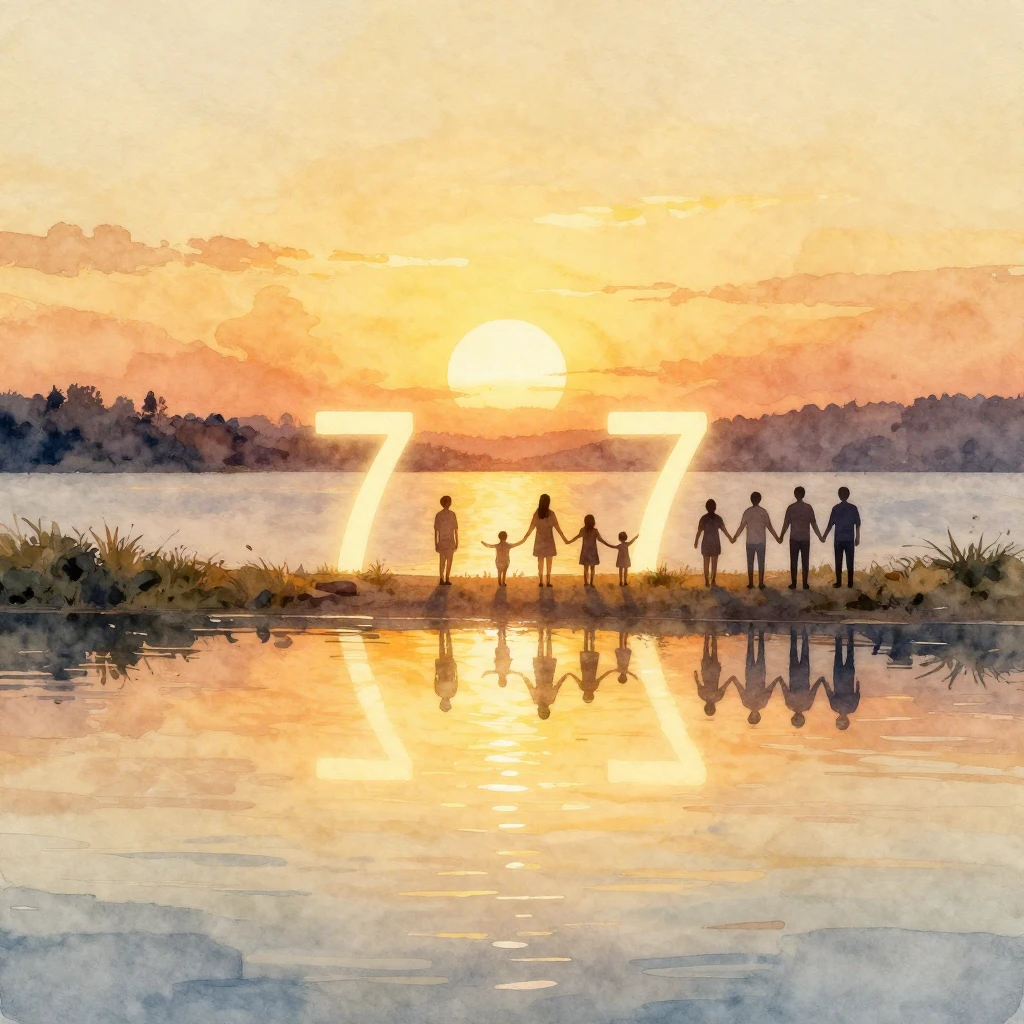 Watercolor style. A warm golden sunset over a calm lake, two...