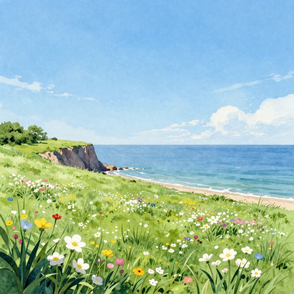 A vibrant watercolor painting depicting a breathtaking sprin...