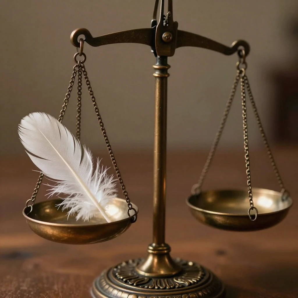 A close-up, artistic depiction of an old, ornate balance sca...