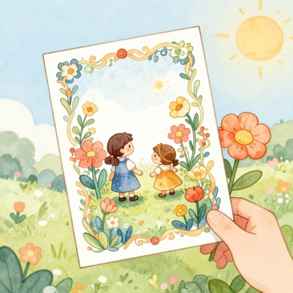 Watercolor illustration focusing on a large, intricately des...