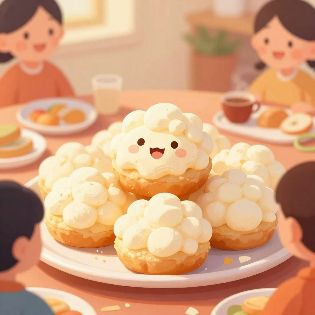 A cheerful illustration of delicious semlor pastries, perhap...