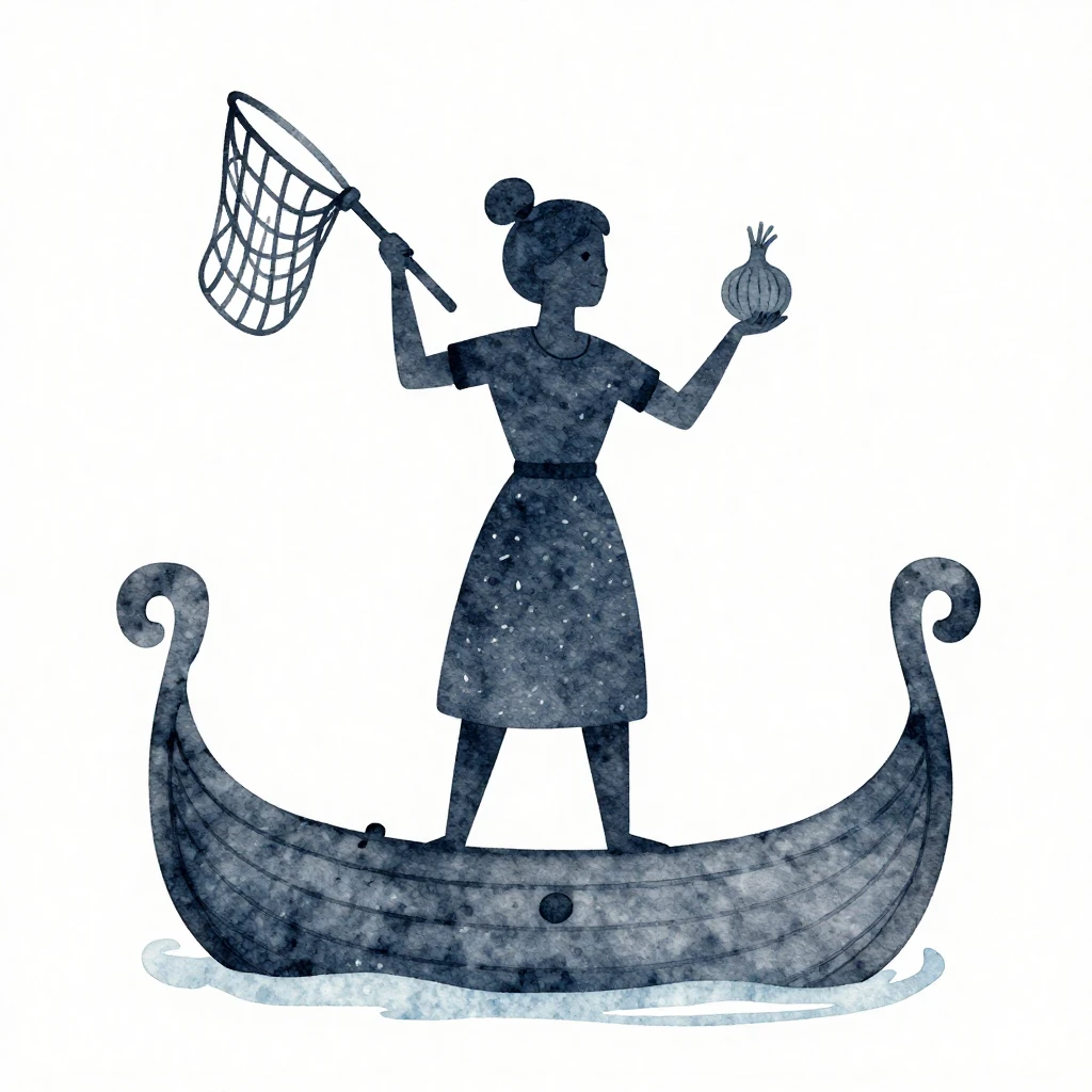 Watercolor style. A silhouette of a clever woman standing on...