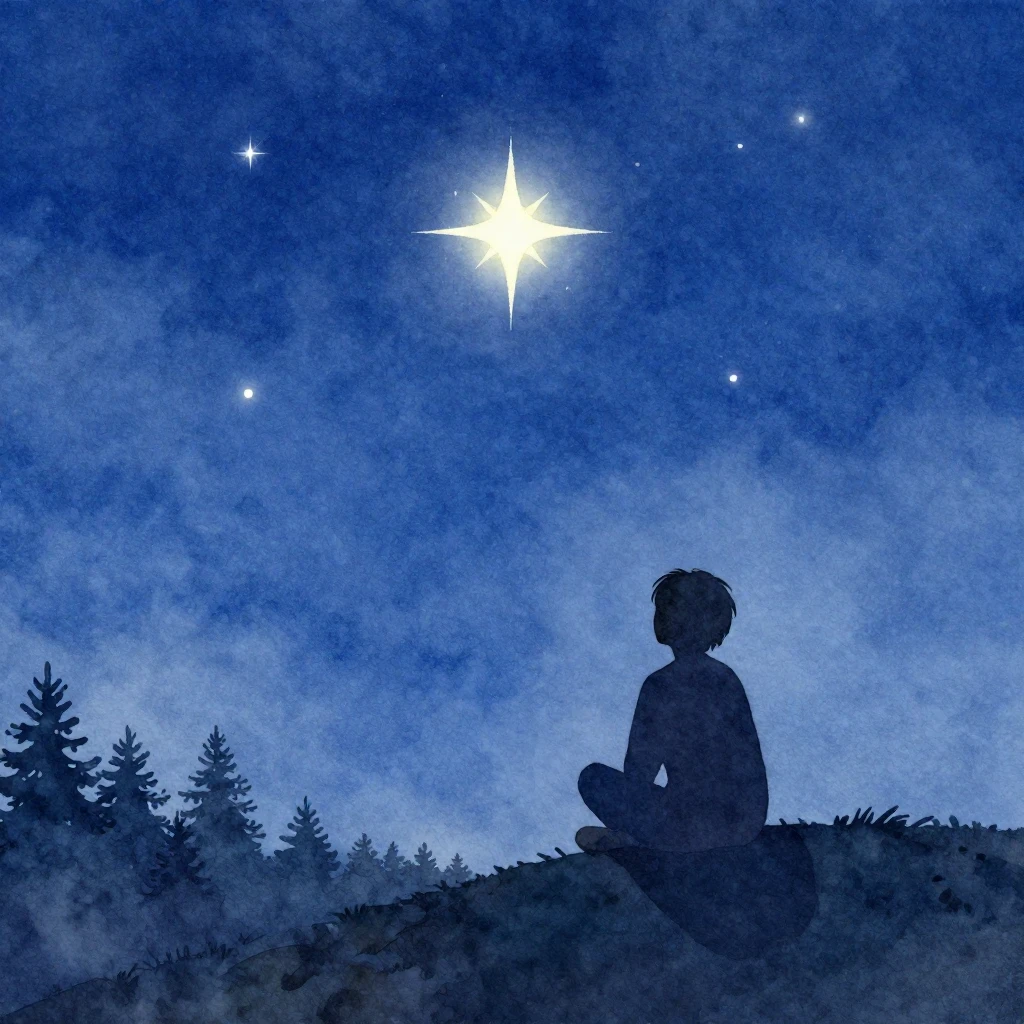 A watercolor illustration showing a silhouette of a person o...