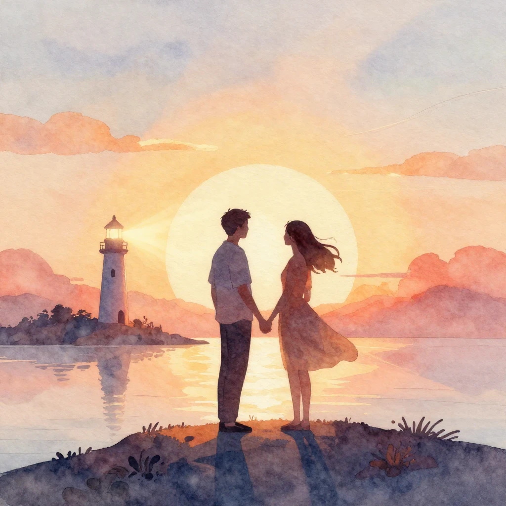 A vibrant watercolor illustration of two intertwined silhoue...