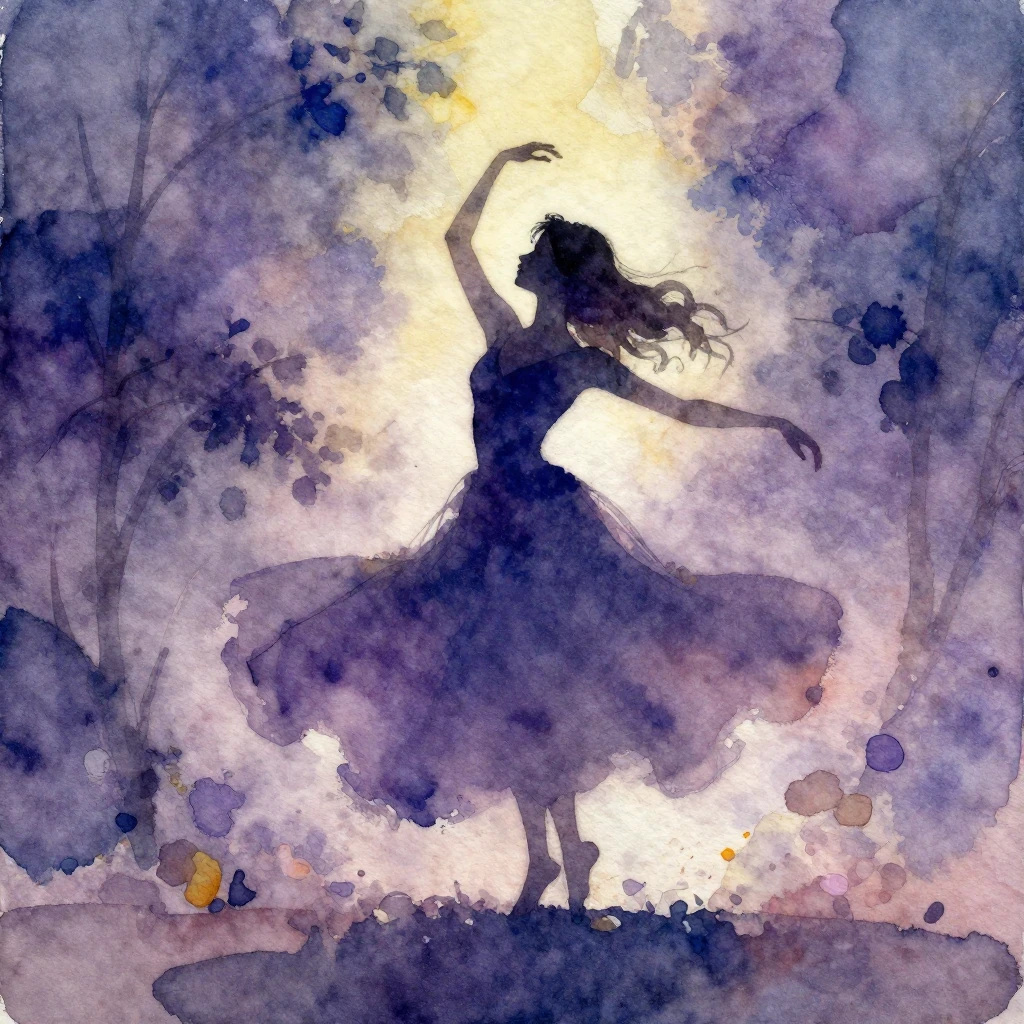 Vibrant watercolor painting depicting a scene bathed in a me...