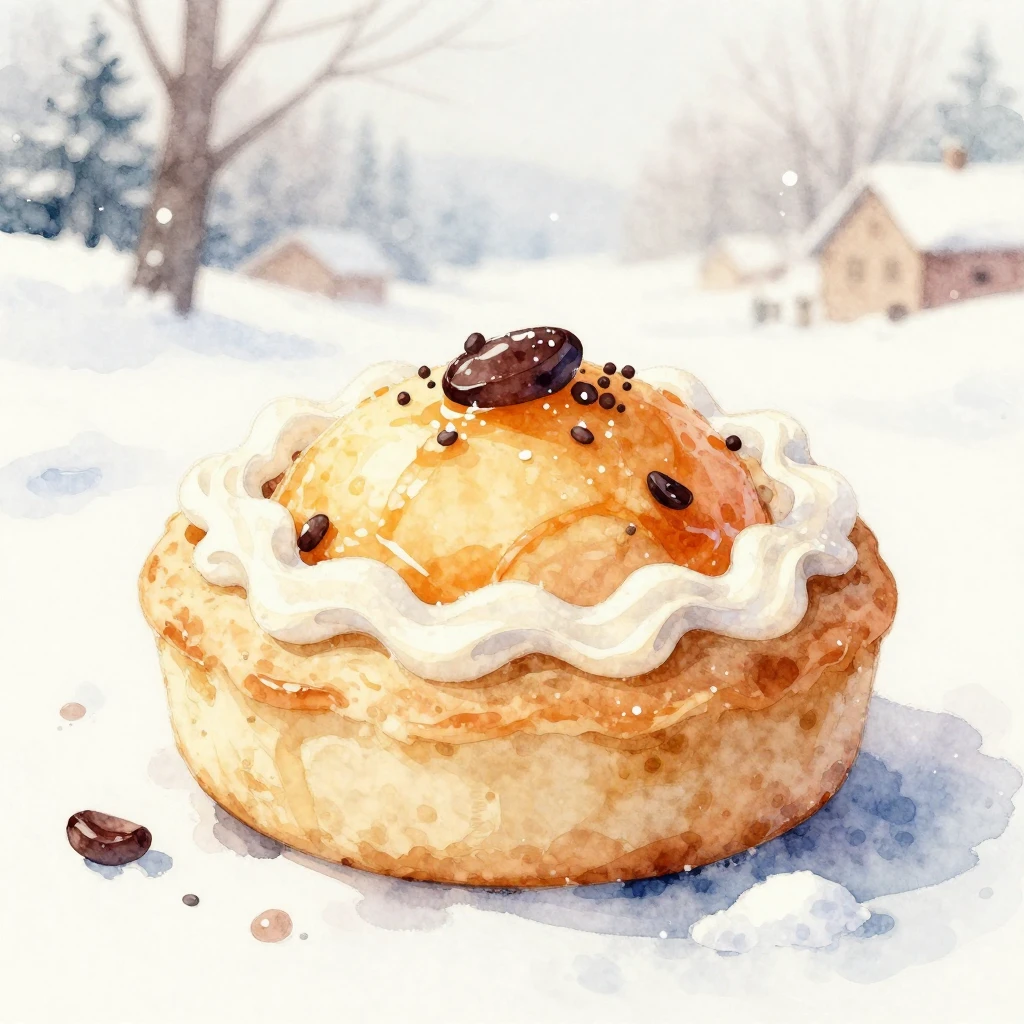 A beautiful watercolor painting of a winter food item, like ...