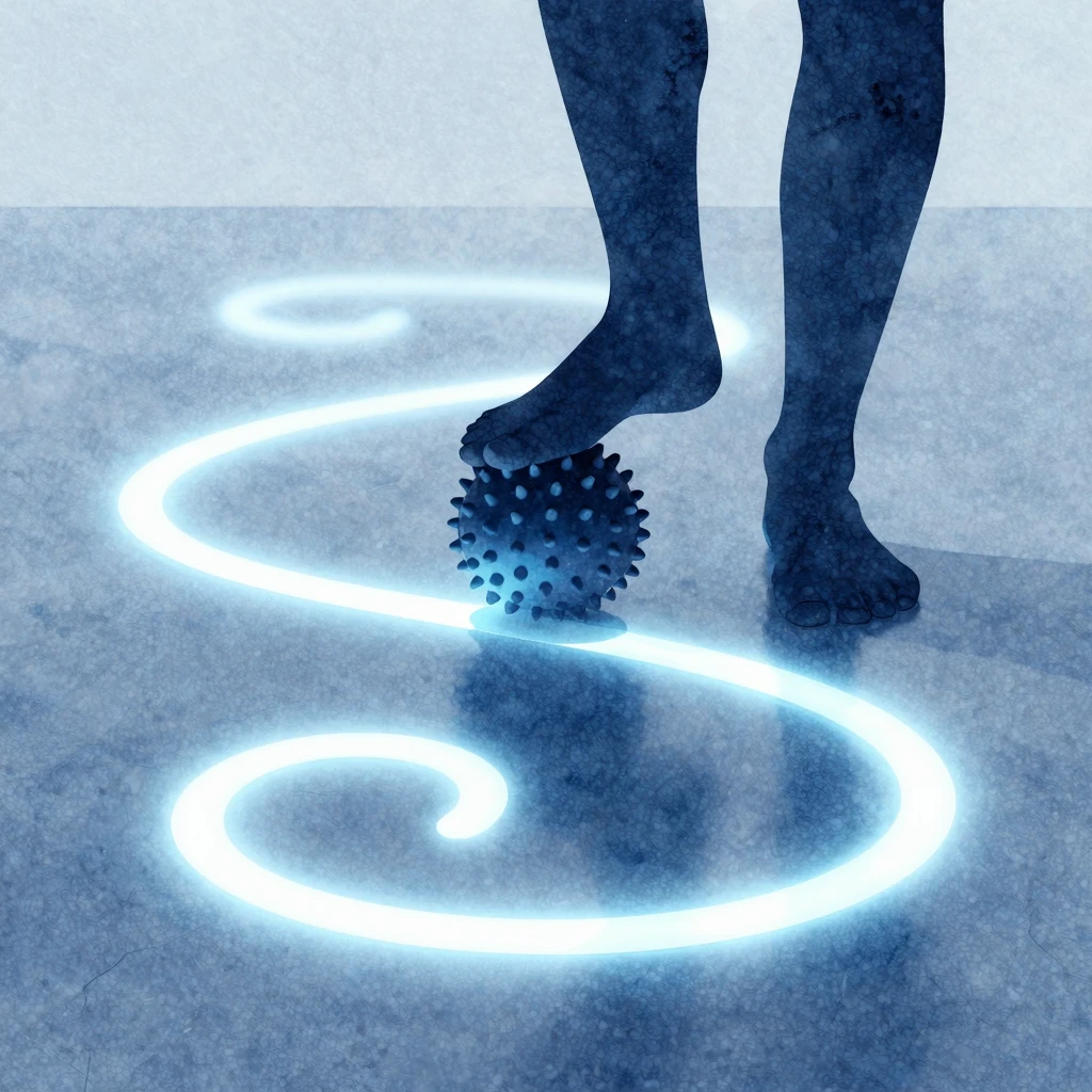 Watercolor style. Silhouette of a person's feet rolling a sp...