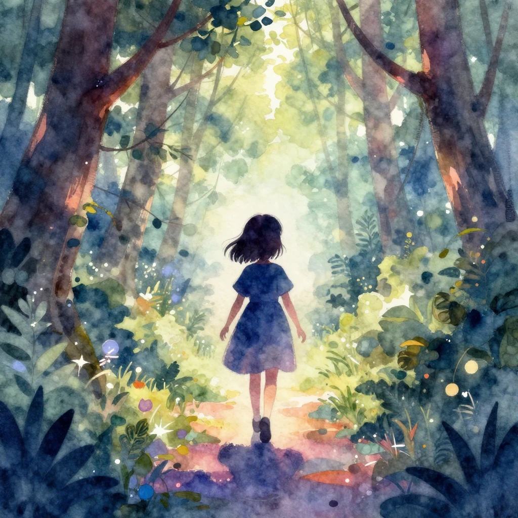 A vibrant watercolor illustration of a delicate silhouette o...
