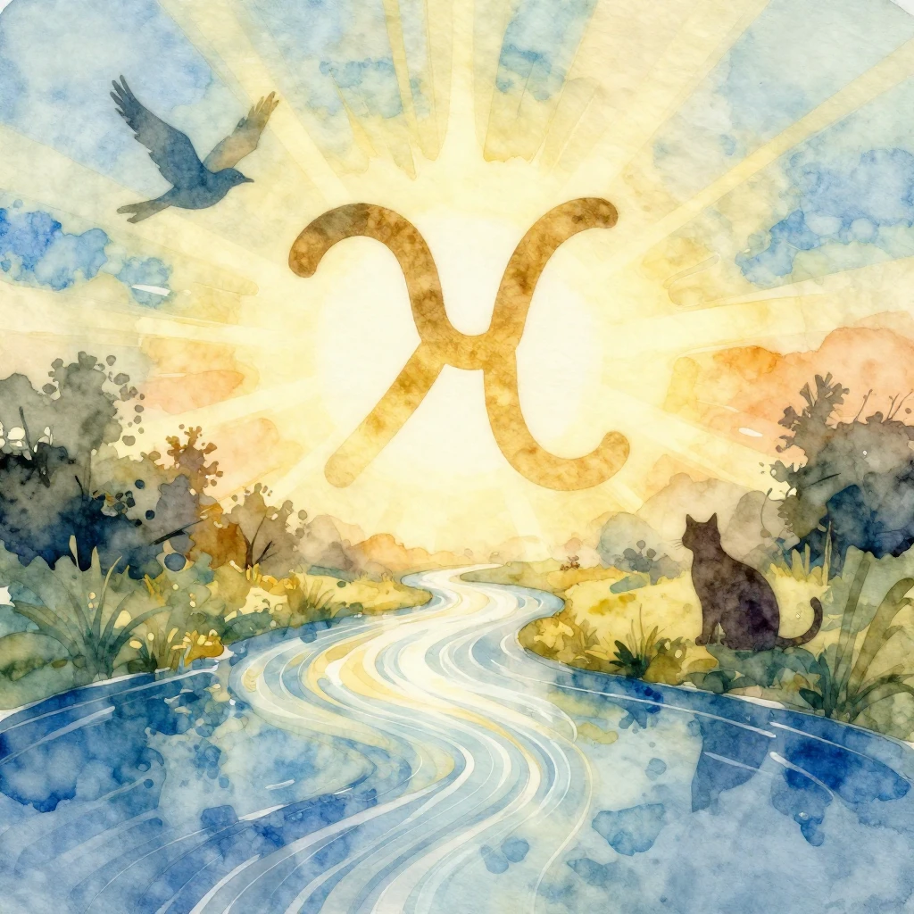 A vibrant watercolor style image featuring an abstract river...