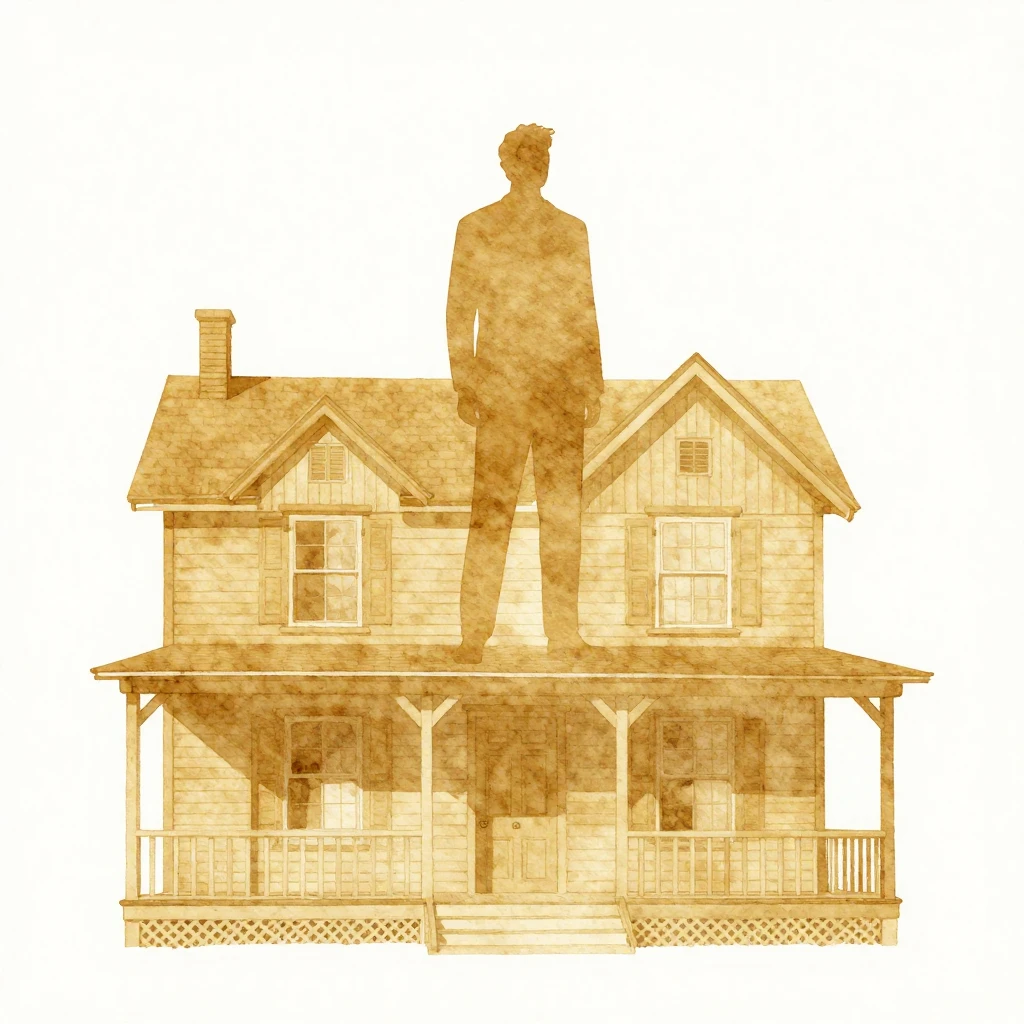 A minimalist watercolor silhouette of a tall, stately man st...
