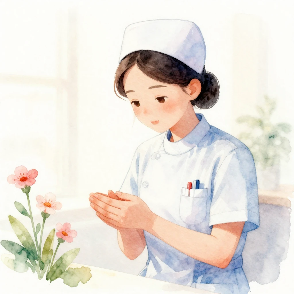 A serene scene depicting a nurse in a caring moment, surroun...