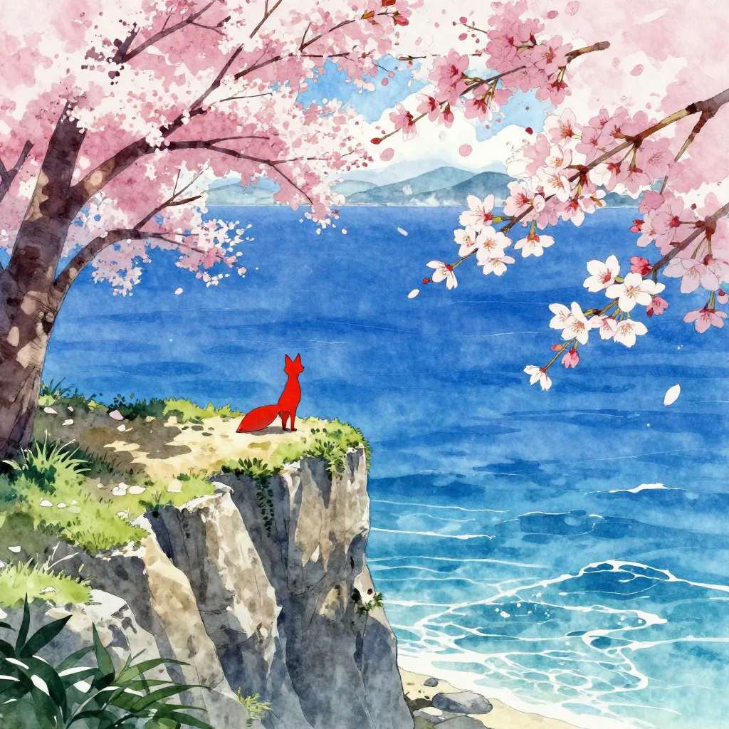 A serene cliff overlooking the vibrant blue ocean in Okinawa...