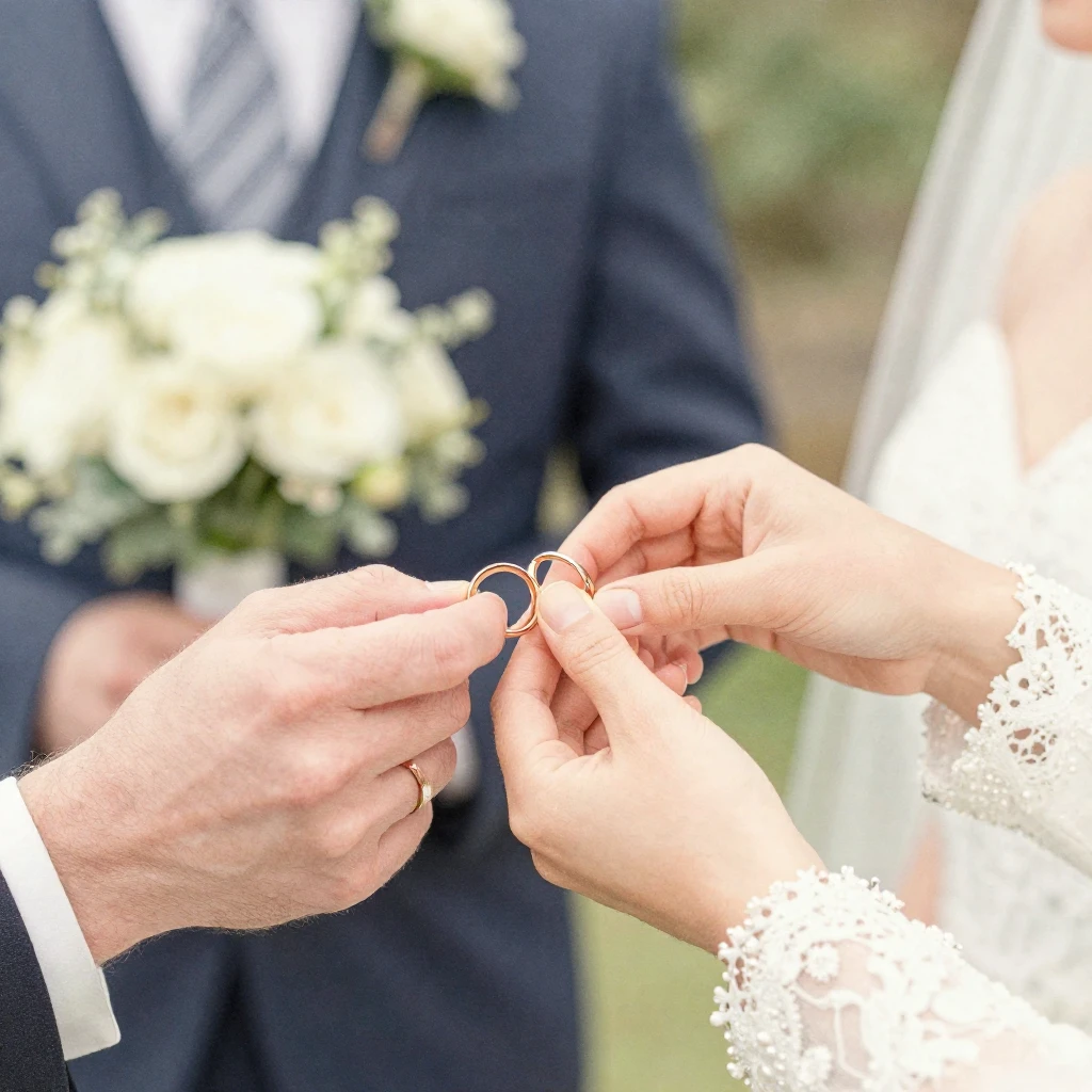 A serene and elegant scene depicting an engagement ceremony,...