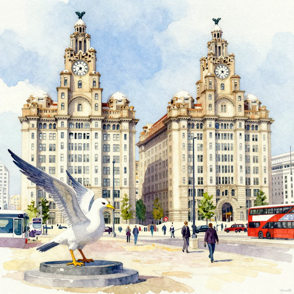 A vibrant watercolor painting depicting iconic elements of L...