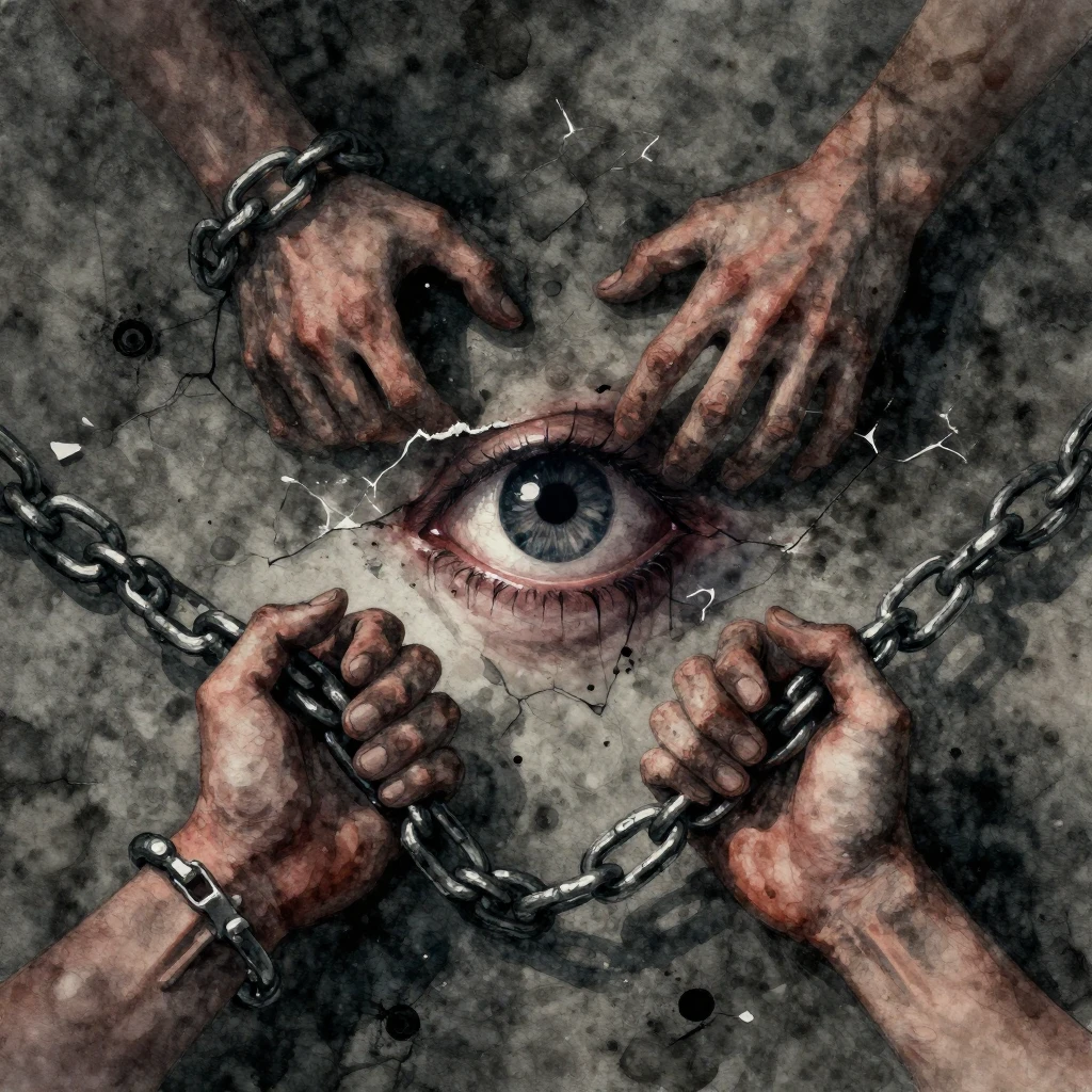 A dark, gritty, and abstract watercolor image symbolizing co...