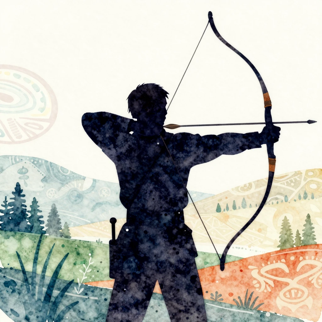A vibrant watercolor illustration depicting a silhouette of ...