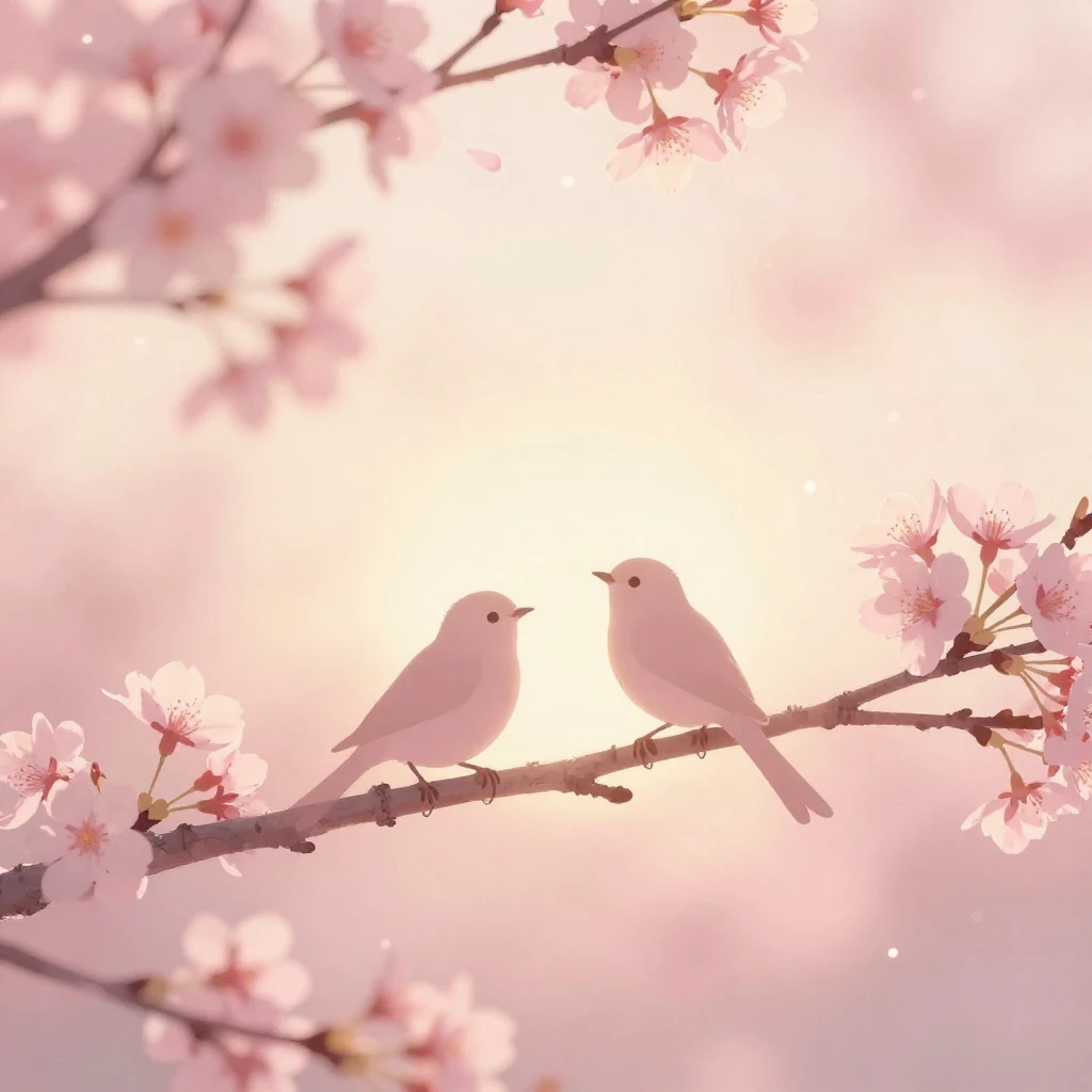 A soft and ethereal scene featuring two delicate silhouettes...