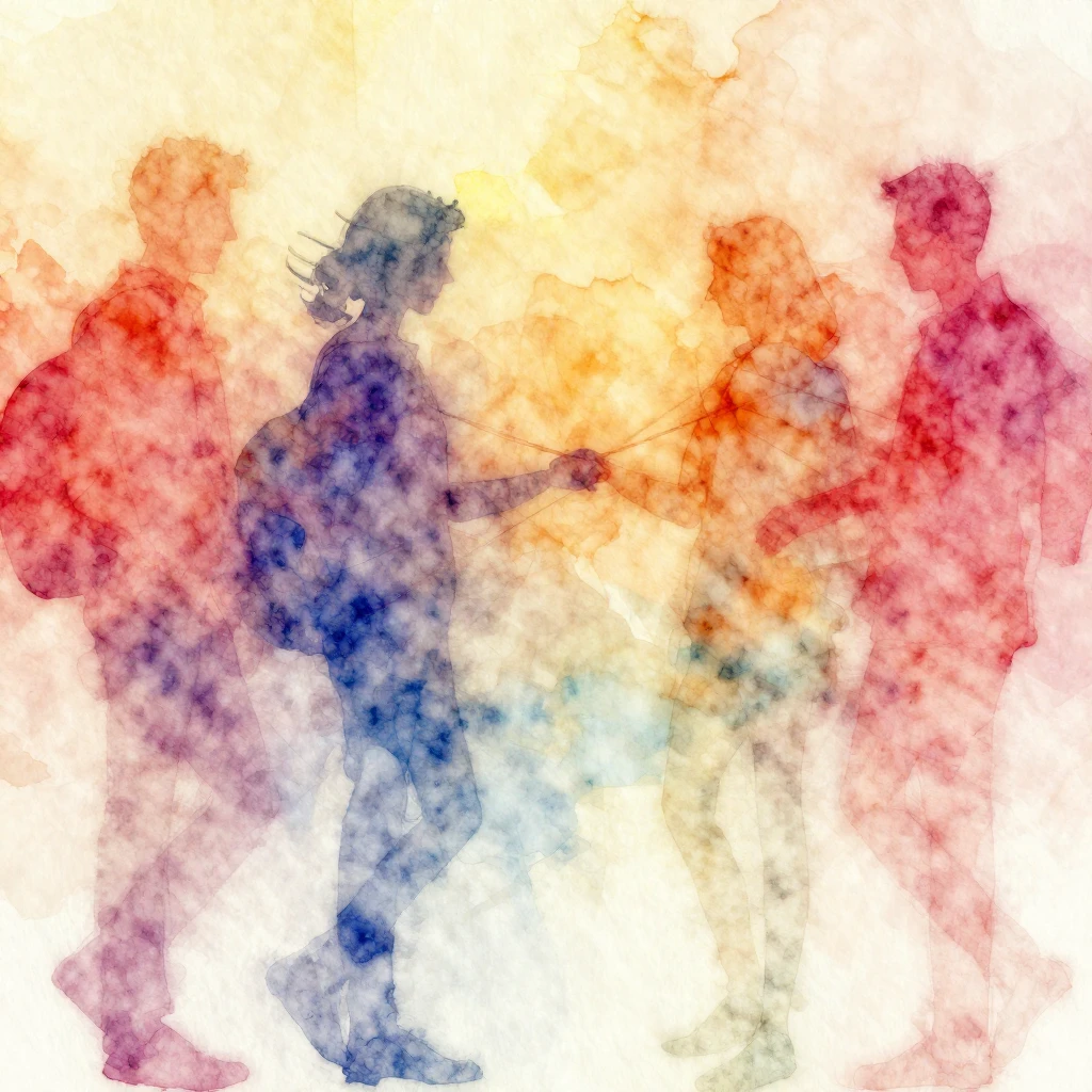 Vibrant watercolor style abstract art. Warm colors, depictin...