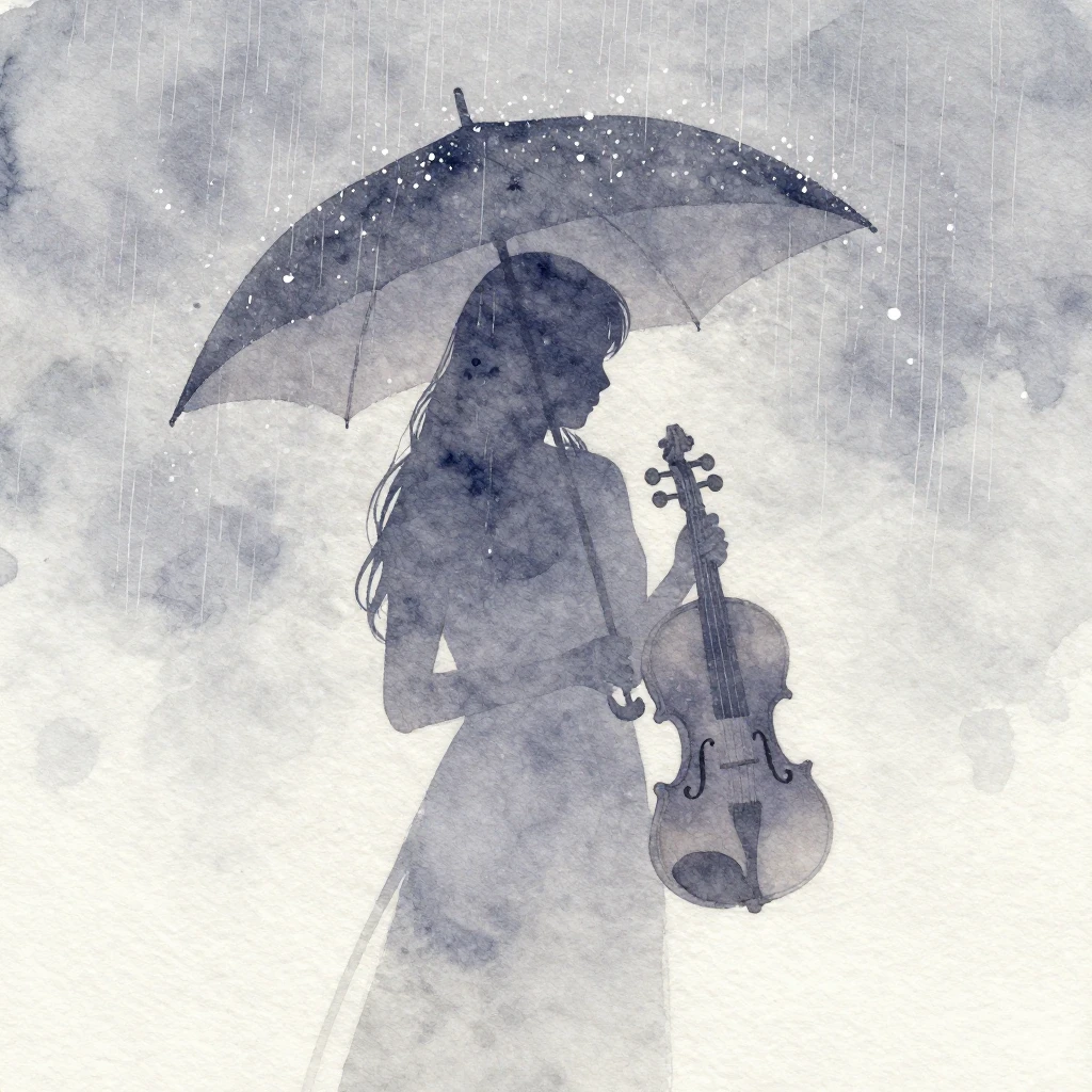 A delicate watercolor painting depicting a subtle silhouette...