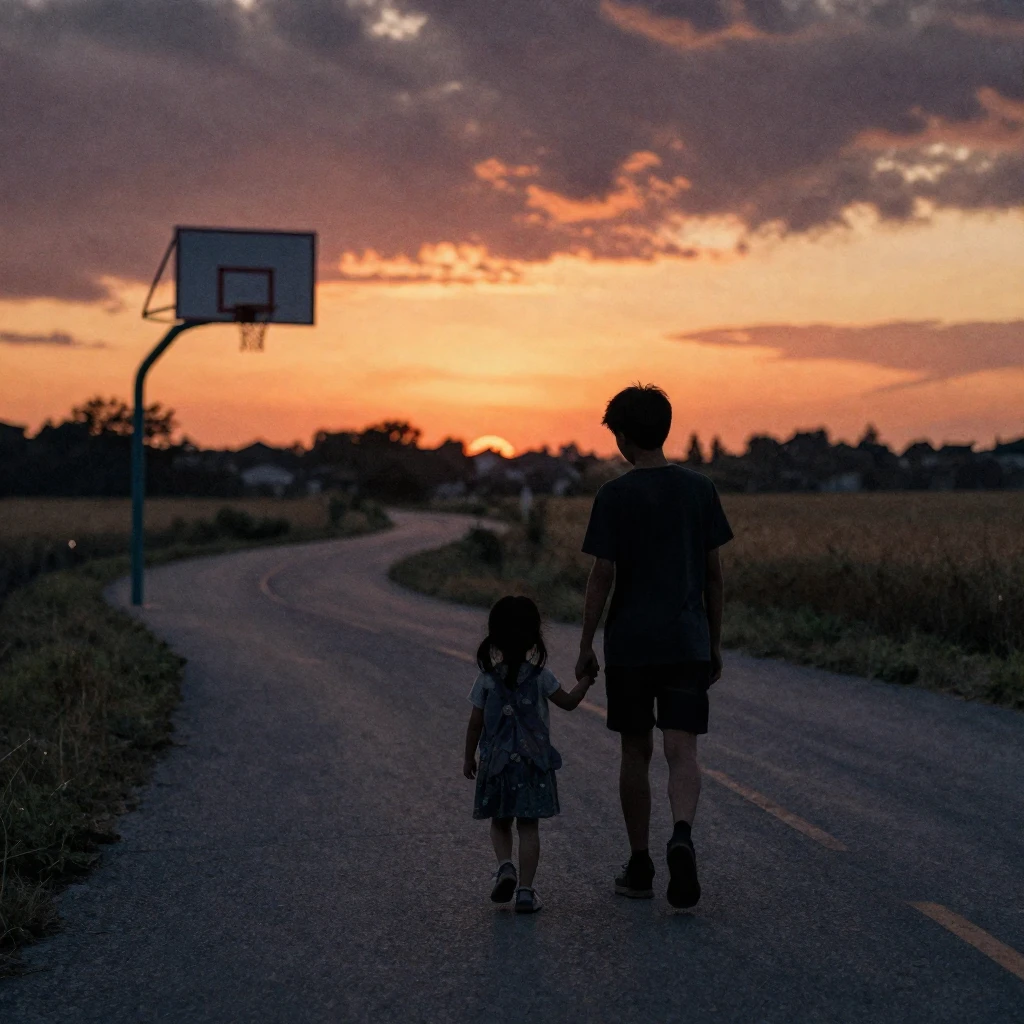 A beautiful watercolor painting depicting the silhouette of ...