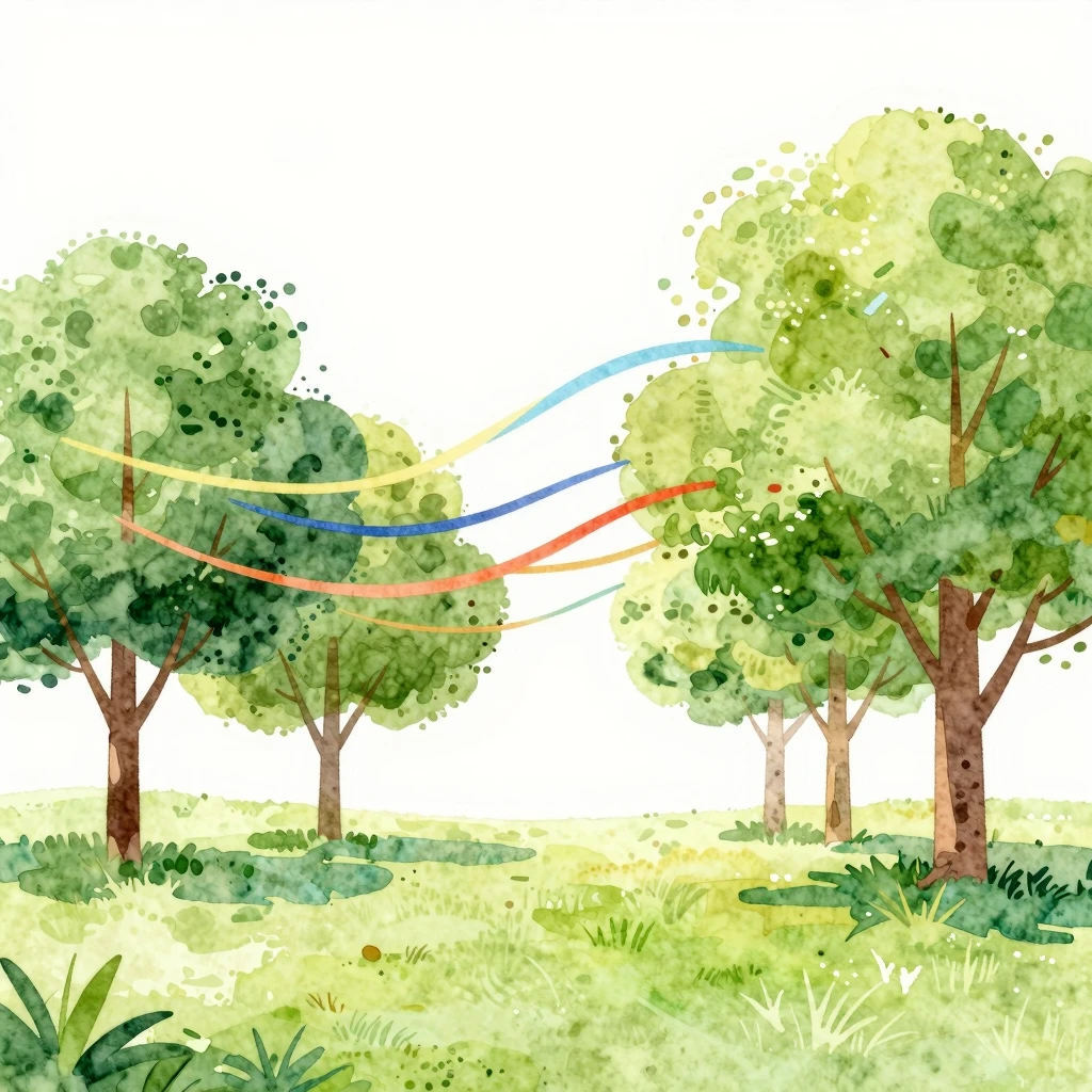 Watercolor style abstract summer park landscape with vibrant...