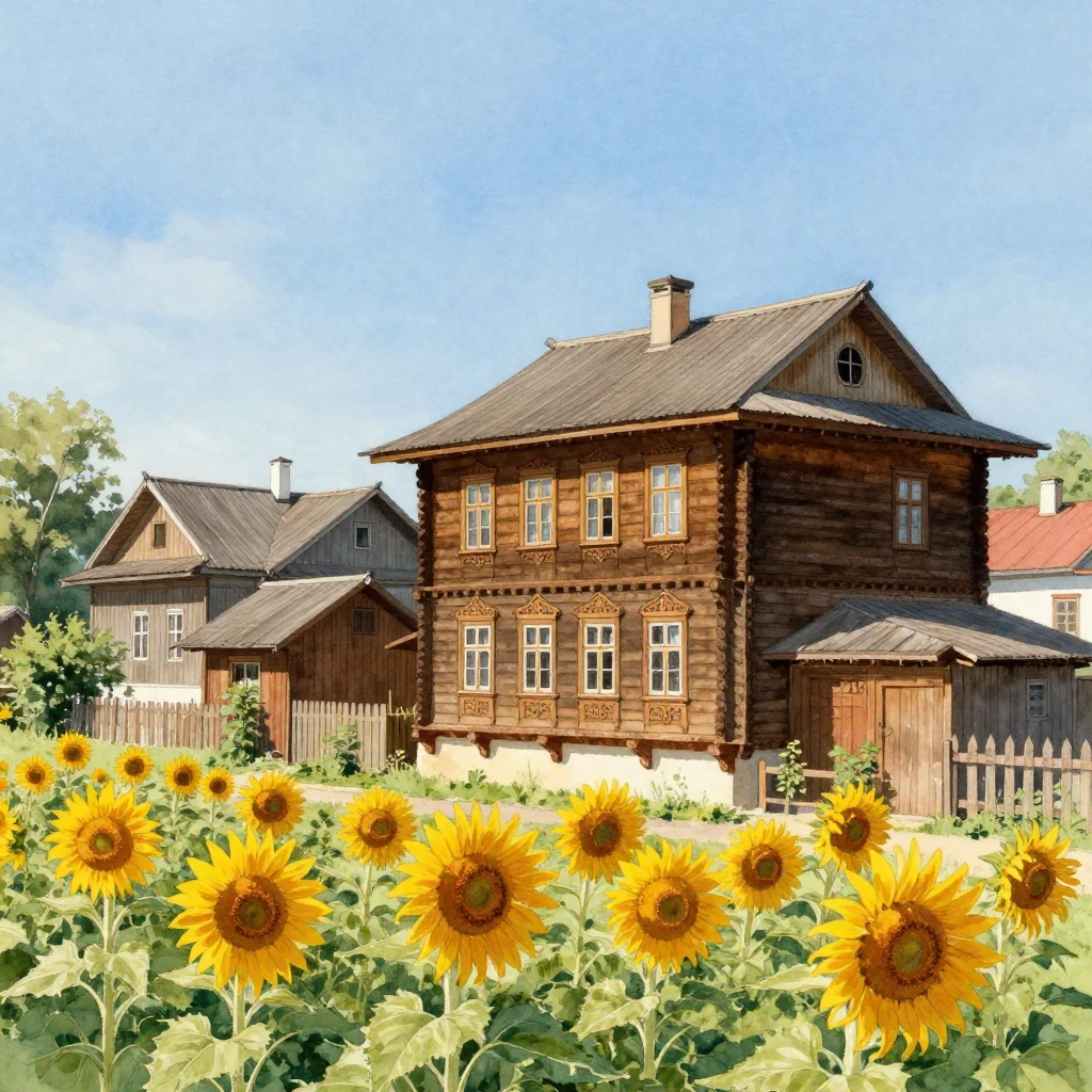 Charming traditional wooden houses featuring intricately car...