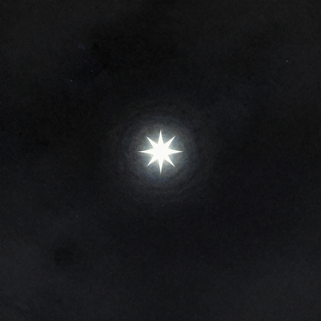 A single, bright star shining intensely in a vast, dark nigh...