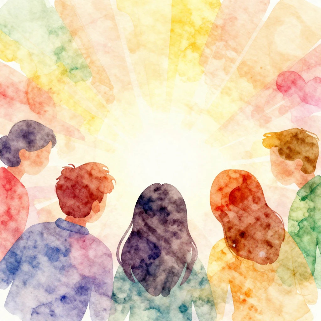 A vibrant watercolor illustration with abstract elements tha...