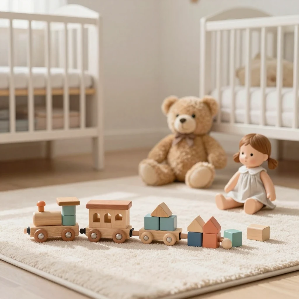 A serene and inviting nursery scene featuring a collection o...