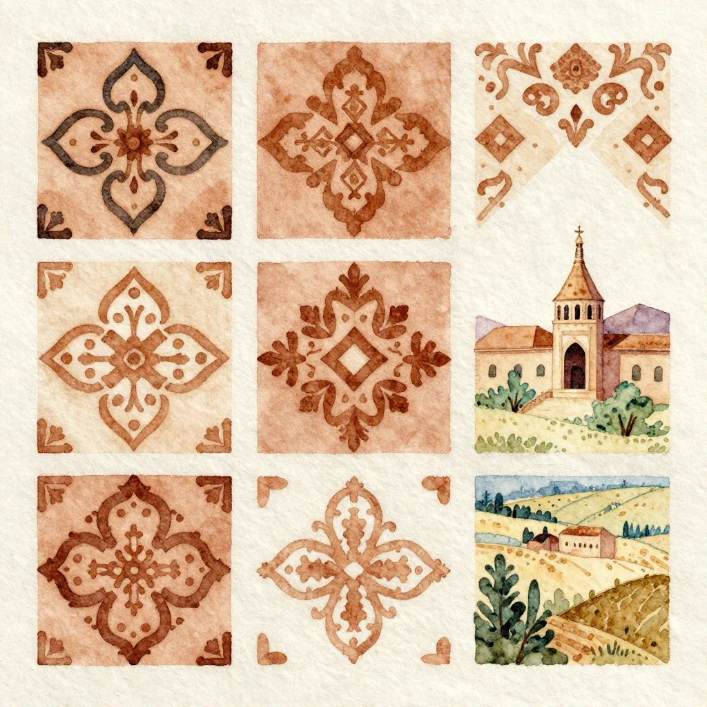 A watercolor painting depicting subtle elements of Azerbaija...