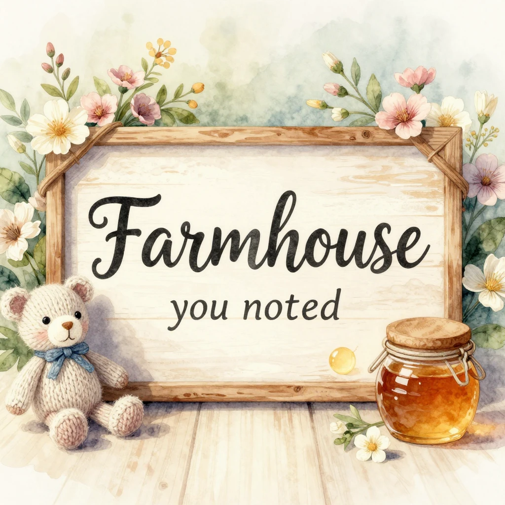 Farmhouse style wooden sign with artistic font, surrounded b...
