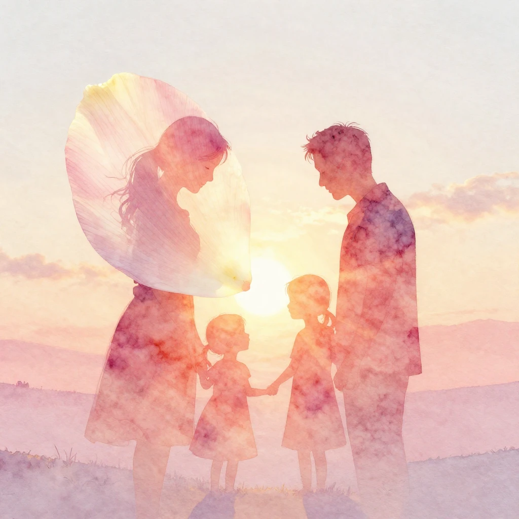 A vibrant watercolor painting featuring a delicate, glowing ...