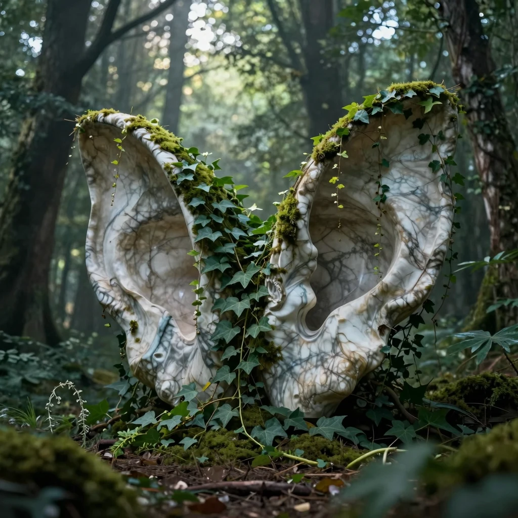 Ethereal forest wallpaper with giant marble ears covered in ...