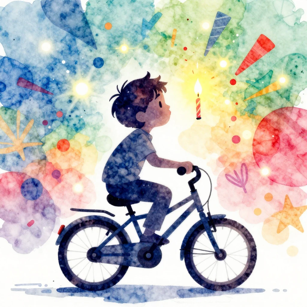 A vibrant watercolor illustration depicting a child's silhou...