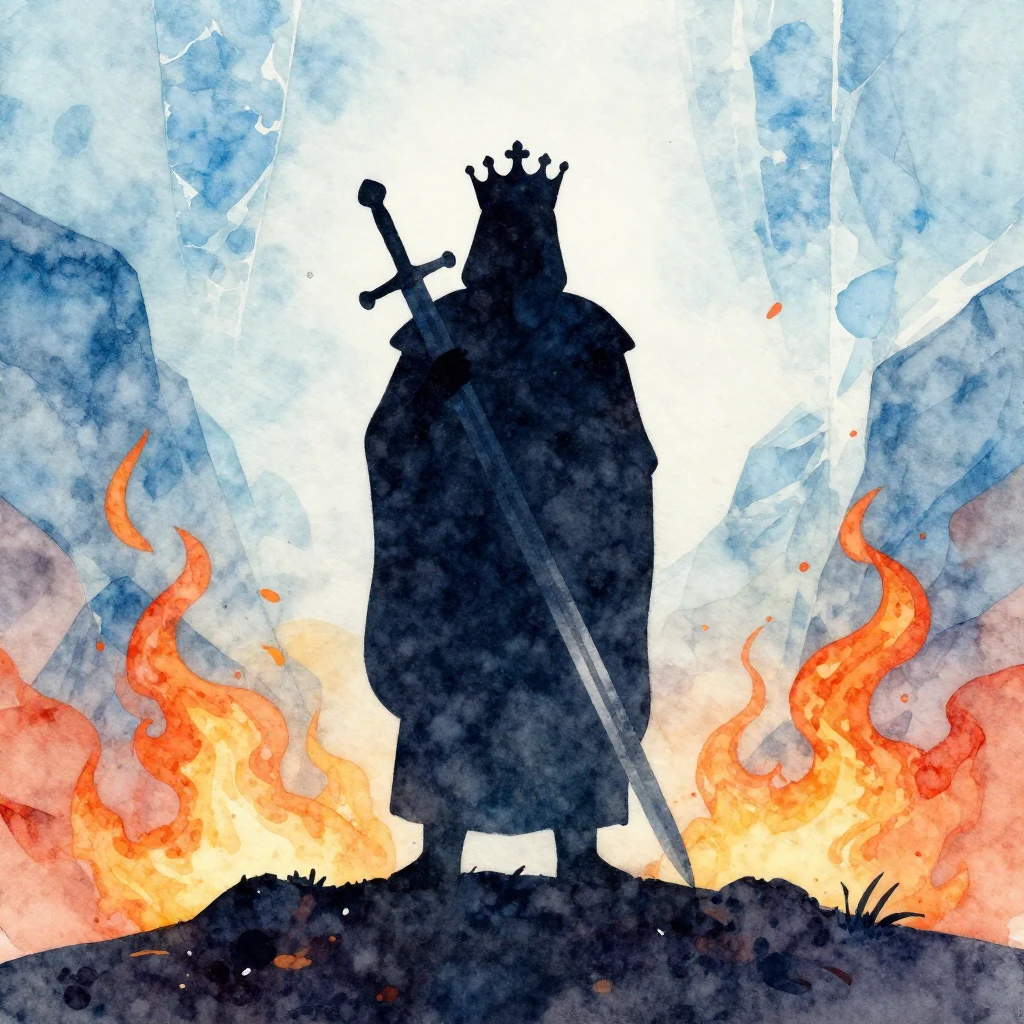 A vibrant watercolor illustration in the style of a silhouet...