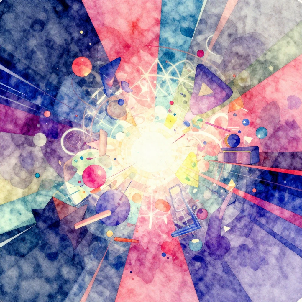 A surreal, glitching digital dreamscape with abstract geomet...