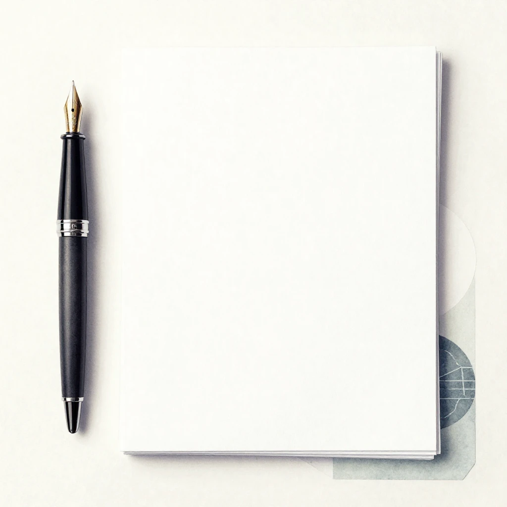 A minimalist watercolor composition showing an organized des...