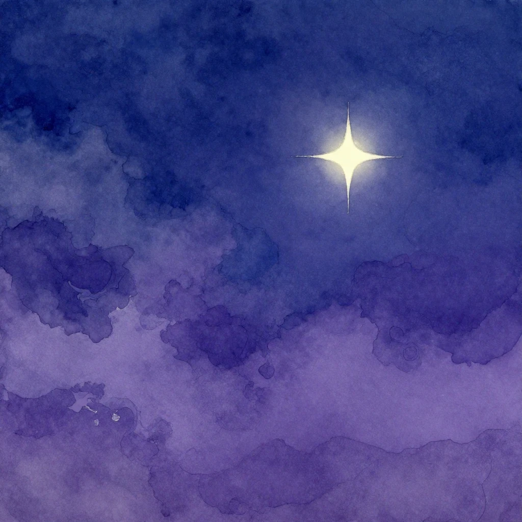 An abstract watercolor painting of a deep blue and purple ni...