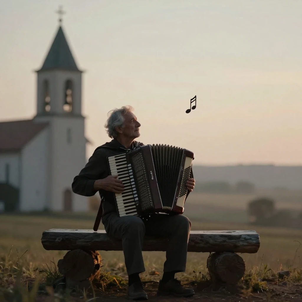 A silhouette of an old man with a warm glow, sitting on a lo...