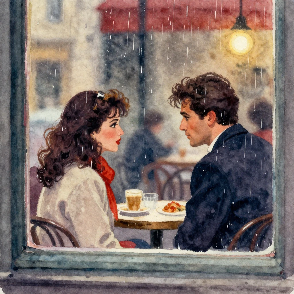 A vibrant watercolor painting capturing the aesthetic of 198...