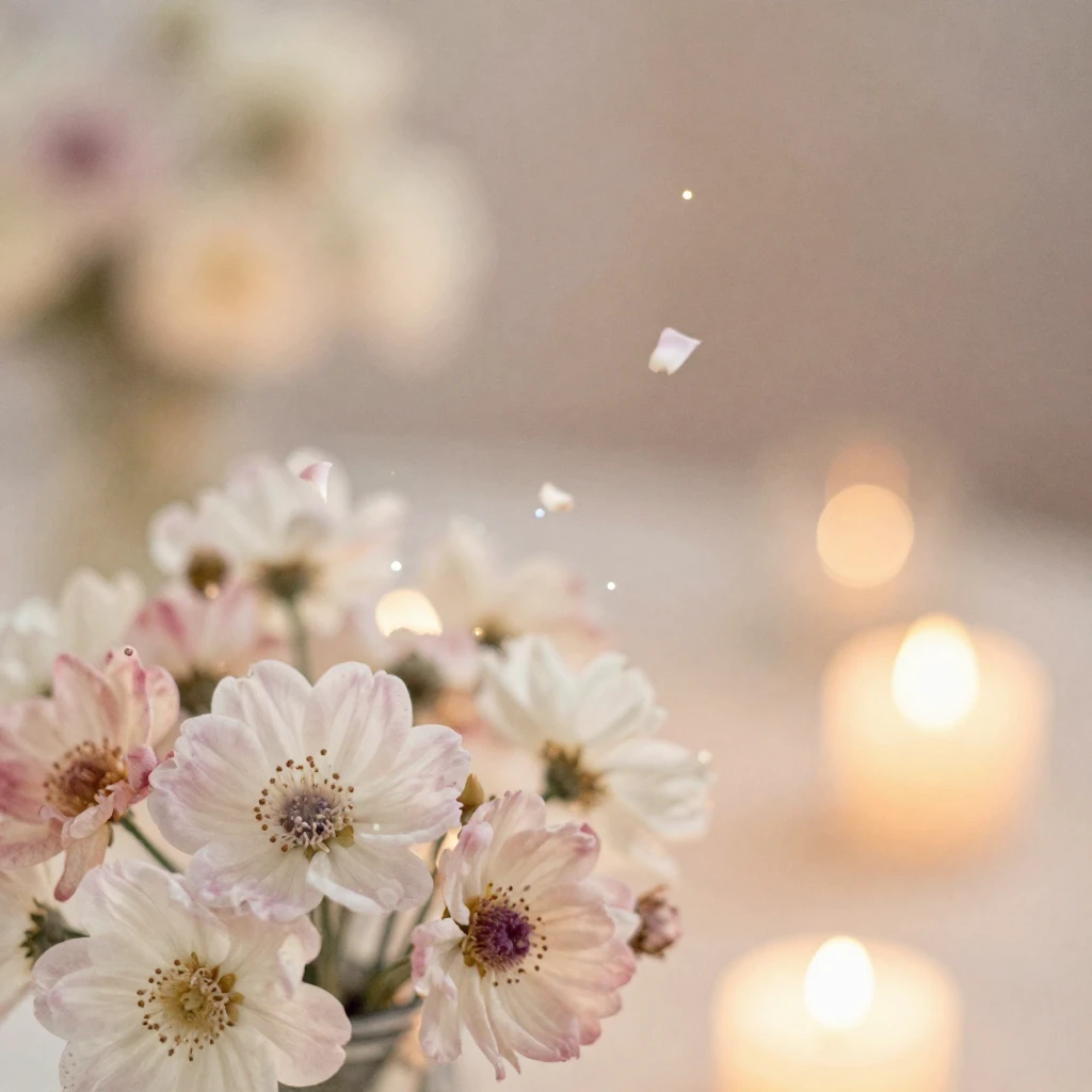 A soft watercolor painting of delicate flowers, with tiny fl...