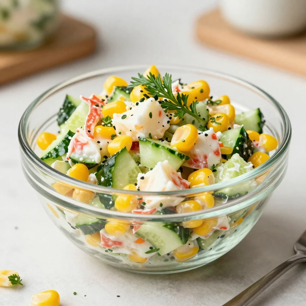 A watercolor painting of a glass bowl filled with fresh crab...